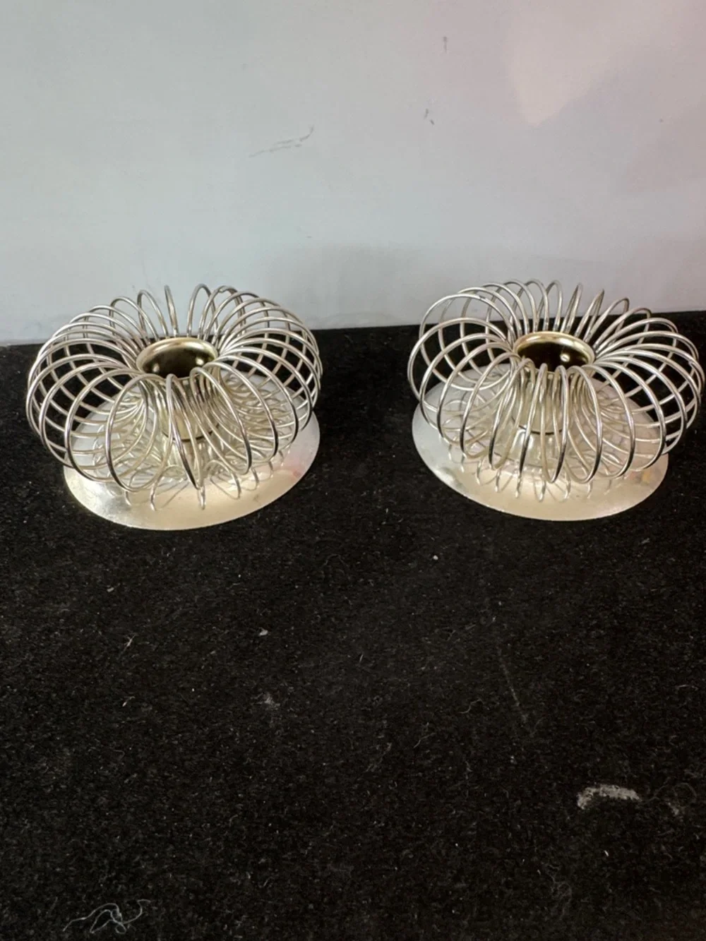 2 Sunburst Spirograph candle holders with mirrored bases